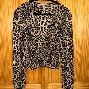 Zara Printed Long Sleeve Top with a Tie in the front